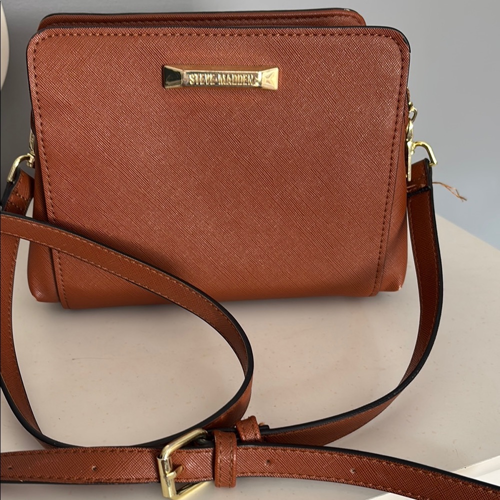 Steve Madden Brown Crossbody with Gold Accents